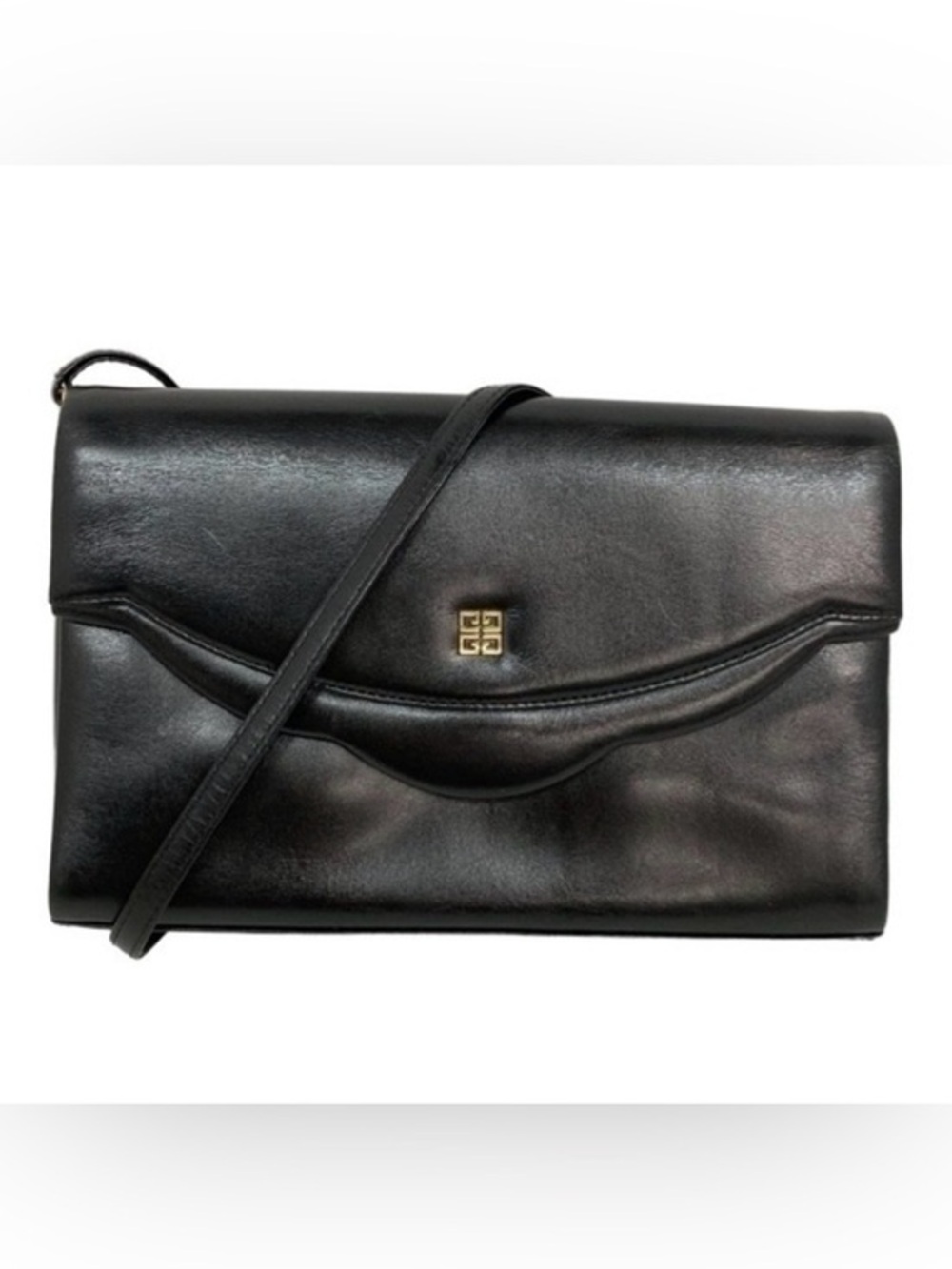 GIVENCHY vintage Sacs Black Leather Convertible Crossbody / Clutch bag